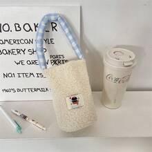 1pc Fluffy Insulated Cup Sleeve, Soft Spill-Proof Anti-Scald Milk Tea Carry Bag - Multicolor - View 10