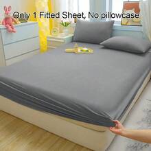 1件柔软透气床笠，舒适床垫保护套，适用于卧室、客房和宿舍，床上用品罩（不含枕套） - 彩色 - 查看 5