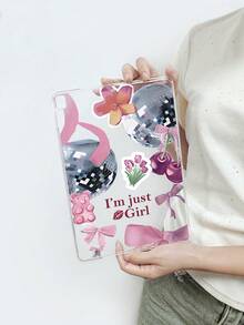 Y2K少女风拼贴iPad保护套 - 迪斯科球、蝴蝶结、樱桃图案、“我只是个女孩”标语、唇印、防震美观保护套，兼容iPad 11代、iPad 10代、iPad A16 - 無色 - 查看 54