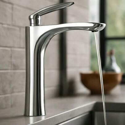 Torneira Monocomando para Lavatório Banheiro Longa Cromada Moderno Luxo Me10