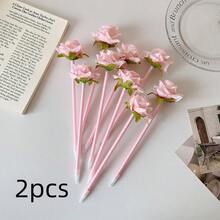 玫瑰花圆珠笔，人造玫瑰签名笔，玫瑰花中性笔，教师节礼物，办公学习用品，返校必备 - 彩色 - 查看 20