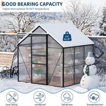 Dragonpad 6x6 Ft Heavy Duty Greenhouse With Aluminum Frame, Outdoor Polycarbonate Backyard Green House, Sliding Door, Roof Vent & Rain Gutter, Ideal For Patio, Backyard, Garden - 黑色 - 查看 6