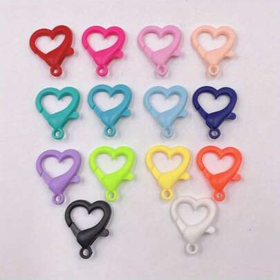 20pcs Plastic Colorful Heart-Shaped Lobster Clasp, Candy Mask Pendant Charms