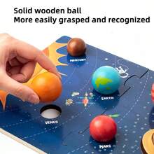 Children's Solar System Eight Planets Cognitive 3D Stereoscopic Puzzle Children's Eight Planets Early Education Toy Puzzle Cognitive Universe Solar System Planets Wooden Matching Board Astronomy Science Popularization Model Children's Interest Cultivation Parent Child Interaction Gift - Multicolor - View 4