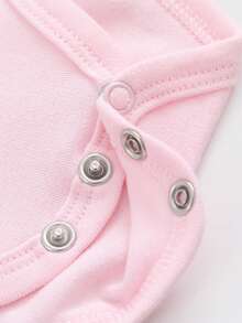 SANRIO 1pc Baby Girl Pink  Hello Kitty Graphic Short Sleeve Bodysuit - Cotton Fabric, Breathable & Comfortable, Cute Kawaii Style With  Logo, Perfect For Daily Wear & Baby Shower Gifts - Hồng - Xem 3