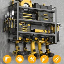 Zware 4-lagen Wandmontage Gereedschapsrek met 8-sleuven Elektrisch Gereedschap Houder - Stevige Metalen Garage Werkplaats Plank, Ruimtebesparende Verticale Gereedschapopslag voor Boren, Zagen, Slijpers - Eenvoudige Installatie met Voorgeboorde Gaten voor Garage, Thuis, Opslagrekken - Schwarz – 4 Lagen - Übersicht 2