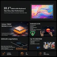 Relndoo Tablet 2 In 1 Tablet With Keyboard, 10 Inch Tablet Android 15 Tablets PC, 24GB RAM+128GB, HD Touchscreen, 6000mAh Battery,5MP+8MP Dual Camera, Tableta Computer, Tab, Pad (No Adapter) - 黑色 - 查看 2