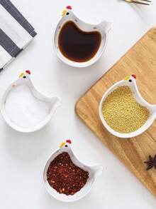 1/2/3pcs Cute Chicken Shaped Ceramic Sauce Bowls, Small Appetizer Plates, Elegant Tableware, Kitchen Accessories - Multicolor - View 1