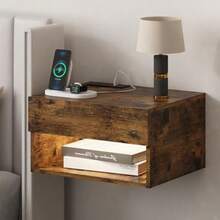 buros para recamaraKzings Buro Flotante de Pared para Recamara con Luz LED con r y Estacion de Carga Mesa de Noce Mesita de Noce Minimalista Mesa iliar Lateral Cama Mueble para Recamara Sala Dormitoburos para recamara - como en la foto - Ver 8