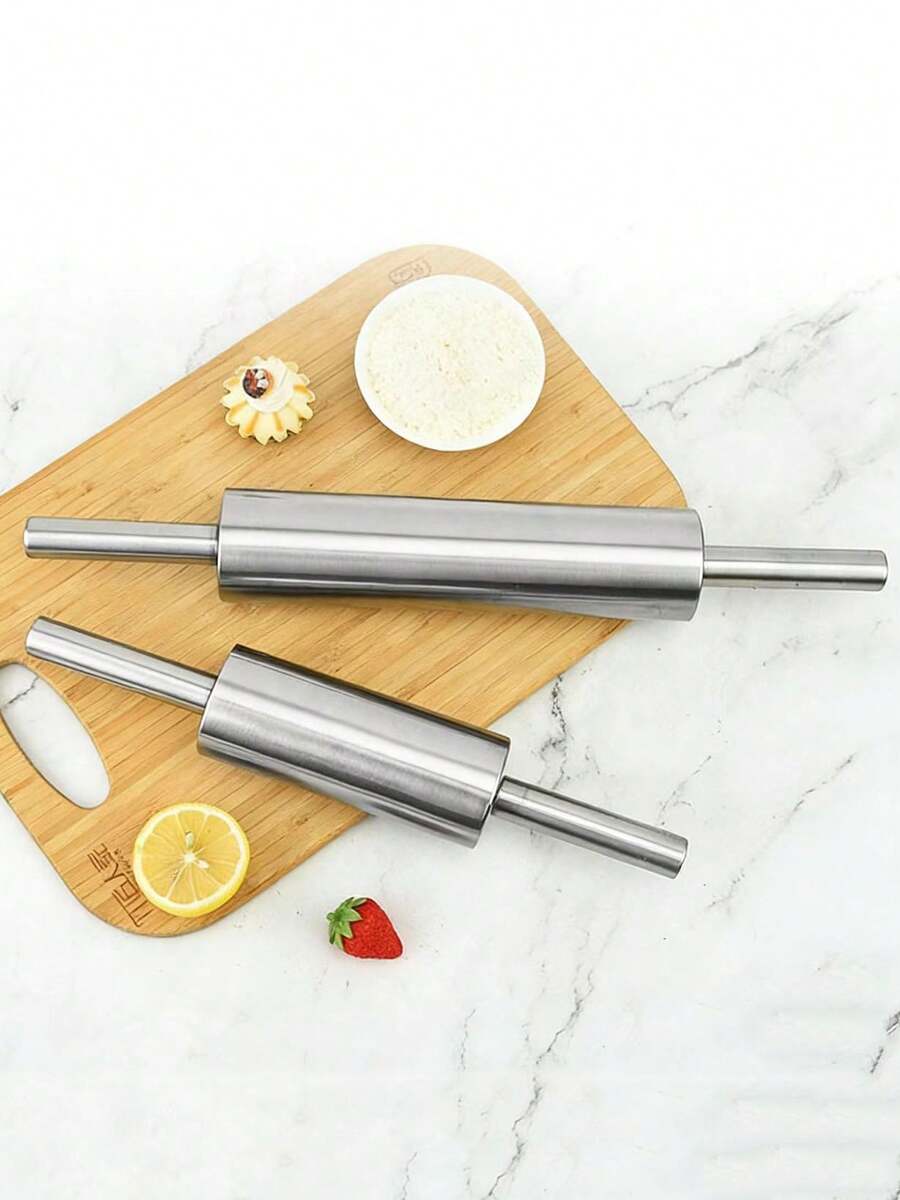 1pc Stainless Steel Rolling Pin, Dough Roller, Baking Tool For Home Kitchen - Multicolor - View 1