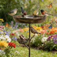 76cm Vintage Iron Art Double Bird Nest Birdbath, Detachable & Assembled Bird Feeder, Yard Decor, Ideal Gift For Eid, New Year, Valentine's Day, Family & Friends - Multicolor - View 2