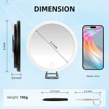 LED Lighted Magnifying Mirror, 10X 20X 30X Magnification, Black, Makeup Mirror With Magnifier, 6 Inch Handheld Compact Makeup Mirror With Light, Rechargeable 800mAh Battery, Best Gift For Men And Women - Black - View 4