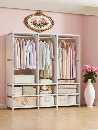 1개 다기능 메탈 코트 랙, 신발 랙이 있는 2-3단 미니멀리스트 행거, 블랙/화이트 방진 옷장 수납 랙, 새로운 침실 바닥 스탠딩 코트 랙, 세련된 미니멀리스트 두꺼운 스틸 파이프 수납 랙