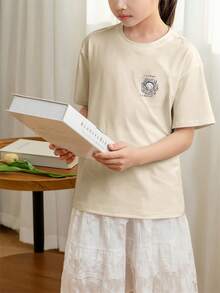 2pcs/Set Tween Girls Casual Printed Round Neck Short Sleeve T-Shirt, Summer Tops - Multicolor - View 5