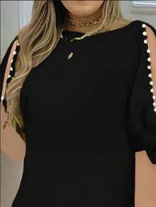 Women's Spring Dress, Black Pearl Sleeve Dress, Suitable For Spring Wear Summer Elegant - Black - View 5