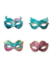 10个美人鱼面具，适合美人鱼角色扮演、派对、纸质动物面具、服装面具、眼罩、服装派对用品、美人鱼生日礼物 - 彩色 - 查看 6