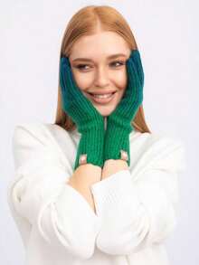 Guantes Invierno Termicos Pantalla Tactil Generos Punto Lana - Guantes de Invierno manoplas de Punto de moda con punos gruesos para Clima frío -decorativos para fiestas, Navidad y año Nuevo, adecuado para senderismo y clima frío de invierno - Verde - Ver 8