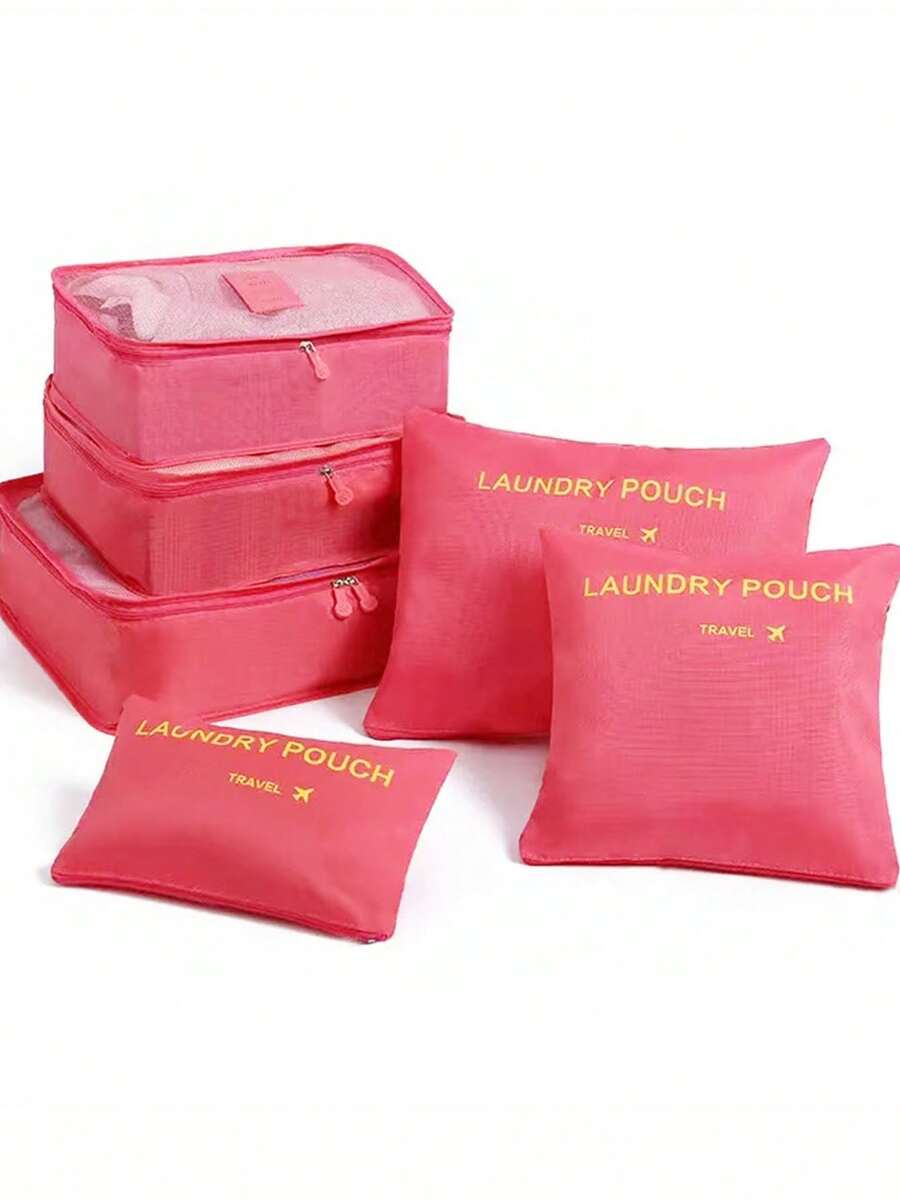 6pcs Travel Luggage Organizer Bags, Suitcase Packing Cubes, Shoe Bag, Clothes & Underwear Pouches, Unisex - Multicolor - View 1