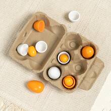 Kids Pretend Play Kitchen Toy Accessories, Realistic Wooden Egg Toy, Toy Food For Roleplay - Pink - View 7