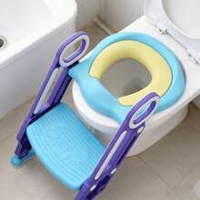 Training Toilet Seat With Step Stool, Foldable, Height Adjustable, Blue-Violet/Blue-Green.