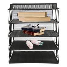 SHIOUCY Black 5-Tier Desk File Organizer 2.48in Tier Spacing 3.86lbs Lightweight For Study Library Office Home Document Storage Organization - Black - View 9