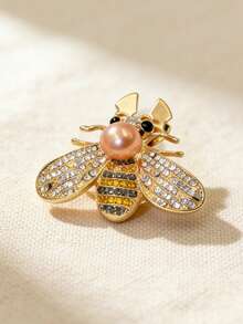 1件时尚复古轻奢小蜜蜂袖扣，女士胸针纽扣套，时尚高端服装胸针，束带夹，创意昆虫领带夹，女士配饰，女士派对轻奢气质服装袖扣套，适合日常佩戴，朋友礼物，爱人礼物，家庭礼物 - 橘色 - 查看 7