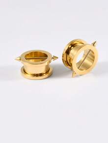 一对不锈钢可拆卸尖头耳洞耳塞螺丝金银色尖头扩耳器耳洞穿刺饰品 8MM-25MM - 如圖 - 查看 23