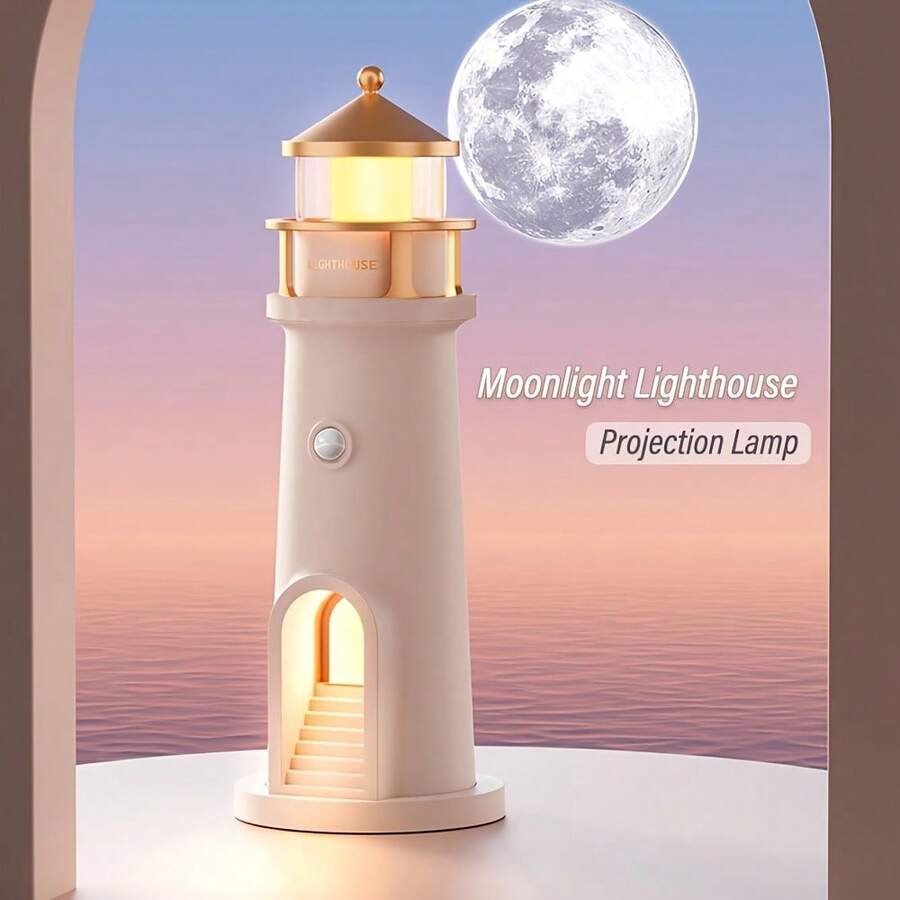 浪漫燈塔感應小夜燈，可充電氛圍燈，適用於臥室、牆面、天花板、床頭、客廳，送給朋友的禮物