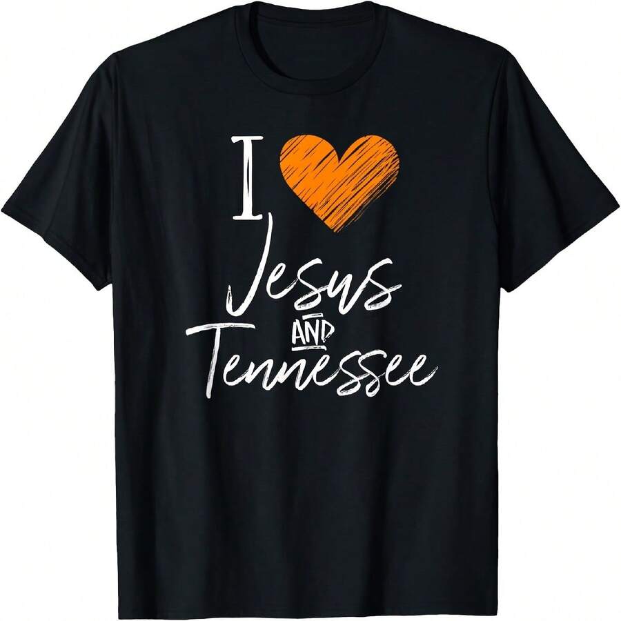 I Love Jesus And Tennessee Shirt Orange Heart Cute Fan Gift T-Shirt - 黑色41 - 查看 1
