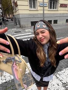 2件套时尚朋克风哥特式发带，女士发饰，柔软防滑弹力镂空沙滩/度假发带，弹力瑜伽运动发带，多功能日常佩戴冬季保暖吸汗发带 - 彩色 - 查看 3