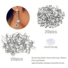KMEOSCH 40 piezas de postes de pendientes de acero inoxidable con color dorado, cuentas de cristal transparente, con anillos horizontales de 2 mm y cierres de mariposa para hacer joyas - Estrella - Ver 9
