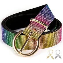Barry.Wang Rhinestone Belts For Women Silver Gold Bling Belt Diamond Crystal Studded For Jeans Dress Bridesmaid Bridal Ladies - SDiamondRainbow - 查看 1