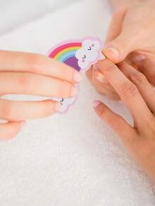 20/10/2PCS 新款迷你心形云朵形抛光指甲锉，带单面印花细砂，用于修整指甲形状。是美甲的理想之选。外出携带方便。 - 彩色 - 查看 2