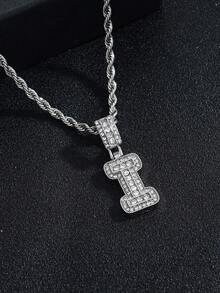 A-Z Bling Bling Letter Pendant Necklace, Cubic Zirconia 26 Alphabet Pendant Necklace With Twisted Chain, Unisex Fashion Hip Hop Jewelry Gift For Friends - Fashionable Rock Candy Letter Pendant Necklace - View 16