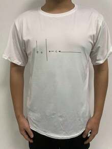 ZIVRE Men's T-Shirt, Men's Fashion Letter Pattern, Round Neck, Short Sleeve, Casual T-Shirt - Weiss - View 2