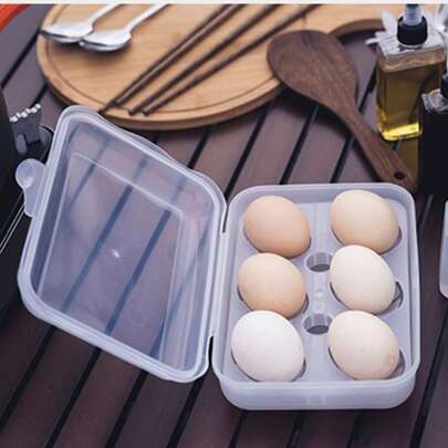 6-Slot Transparent Egg Storage Box, Egg Carton Organizer For Refrigerator, Camping, Picnic, Travel, Plastic Egg Holder Box For Camping, Picnic, Travel, Outdoor Fridge, Kitchen