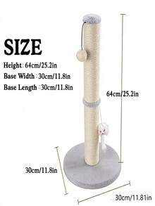 Tall Cat Scratching Post For Indoor Cats & Kittens, With Hanging Ball, Made Of High-Quality Sisal Rope To Protect Furniture - one-size - View 10