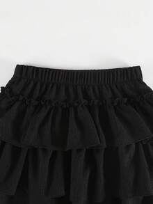 2件套少女户外休闲星形露肩甜美酷感二合一短袖T恤和个性化舒适时尚儿童夏季派对多层蓬蓬裙，夏季 - 彩色 - 查看 6