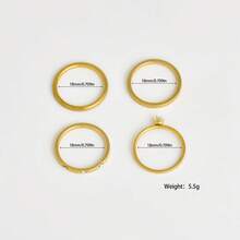 4 piezas Anillos de banda delgada de lujo para hombres de acero inoxidable, acabado mate en oro y plata con un diamante y tres diamantes, anillos de moda - Plateado - Ver 2