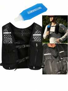 Black Backpack With 1 Water Bottle