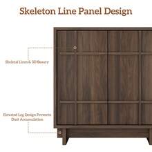 GIKPAL Sideboard Buffet Cabinet With Storage, 31" Mid Century Storage Cabinet With Lines Panel Doors, Adjustable Shelf For Kitchen Dining Room, Wood Accent Cabinet For Living Room, Walnut - 1個核桃 - 查看 9