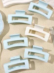 6-Piece Wedding Season Spring And Summer Bride Headwear Fresh Light Blue Matte Medium-Sized Square Hair Claw Simple And Versatile Updo Hair Accessory Women Hair Accessories Elegant Claw Clip Fashion Hair Clips Fashion Hair Clutch - Blue Color - View 1