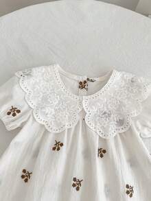 Đầm công chúa tay ngắn xếp bèo mùa hè cho bé gái, đầm thường ngày dễ thương cho trẻ em. - trắng - Xem 4