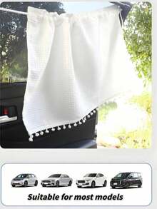 1pc Car Sunshade Side Curtain Suction Cup Type Interior Curtains Baby Children's Sunscreen Thermal Insulation Window Sunshade Curtains - White - View 4