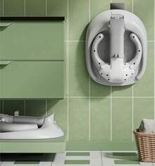 Baby Shower Stand With Anti-Slip Base & Anti-Pinch Silicone, Adjustable Foldable Baby Bath Support For Toddlers 6-36 Months, Portable Standing Helper With Shower Holder | Soporte Para Bañera De Bebé - 灰色 - 查看 5