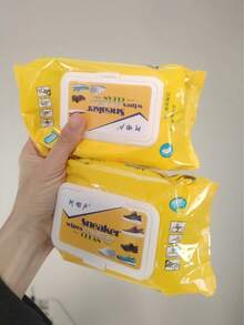 Powerful Degreasing Kitchen Wipes, Heavy Oil Stain Remover For Range Hoods, Household Cleaning Wet Tissues - Yellow - View 9