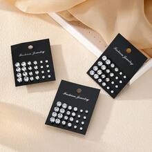 72件套时尚立方氧化锆耳环套装，适合日常佩戴，女士耳钉礼品 - 銀色 - 查看 4