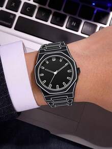 TOMI Classic Men's Student Business Matte Oil Plastic Bead Quartz Watch Set, Fashionable Men's Watch Suit Suitable For Daily Life And Holiday Gifts - Black - View 8