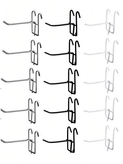 10个金属网格墙钩，适用于洞洞板展示、网格墙钩、洞洞板工具、家庭办公室装饰收纳、可锁定展示挂钩，非常适合超市和商店、配件收纳