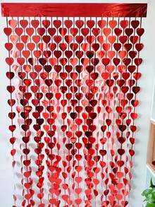 4/2/1 件套心形珍珠串 - 情人节装饰、情人节派对装饰、红色心形金属流苏帘、情人节拍照背景、生日、订婚、婚礼丝带背景、房间装饰 - 彩色 - 查看 10